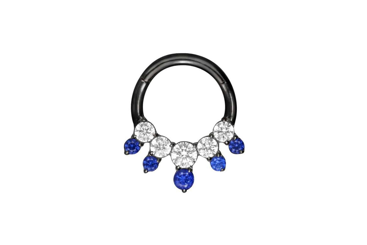 PIERCINGLINE Piercing-Set Titan Segmentring Clicker EINGEFASSTE KRISTALLE ZWEIFARBIG (Clicker / 1 Stk) von PIERCINGLINE