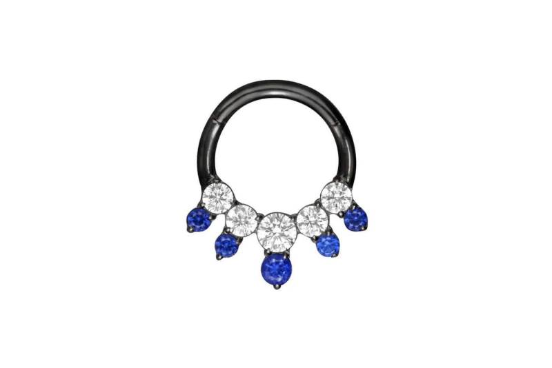 PIERCINGLINE Piercing-Set Titan Segmentring Clicker EINGEFASSTE KRISTALLE ZWEIFARBIG (Clicker / 1 Stk) von PIERCINGLINE