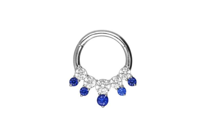 PIERCINGLINE Piercing-Set Titan Segmentring Clicker EINGEFASSTE KRISTALLE ZWEIFARBIG (Clicker / 1 Stk) von PIERCINGLINE