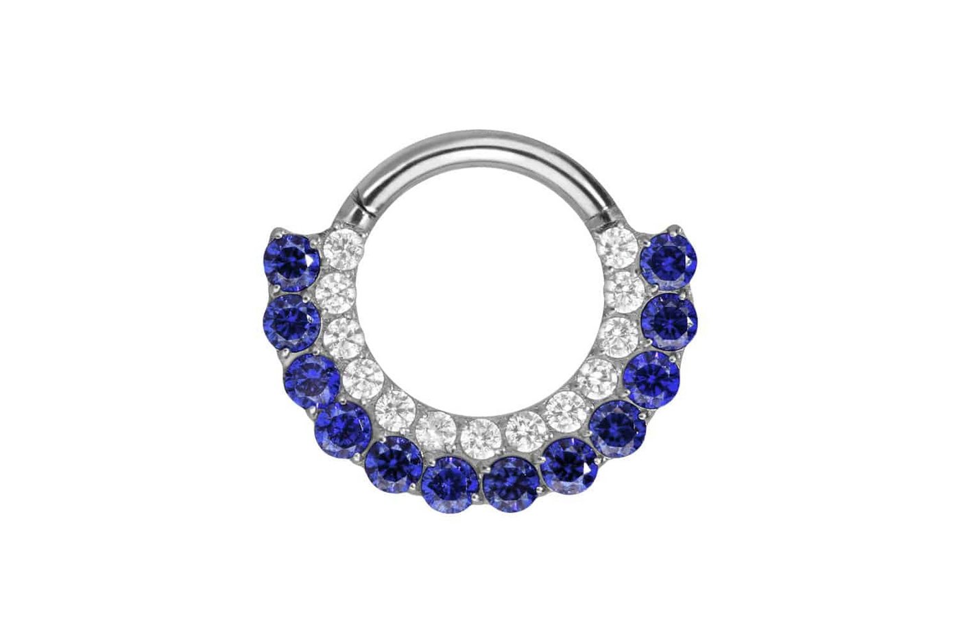 PIERCINGLINE Piercing-Set Titan Segmentring Clicker EINGEFASSTE KRISTALLE ZWEIFARBIG (Clicker / 1 Stk) von PIERCINGLINE