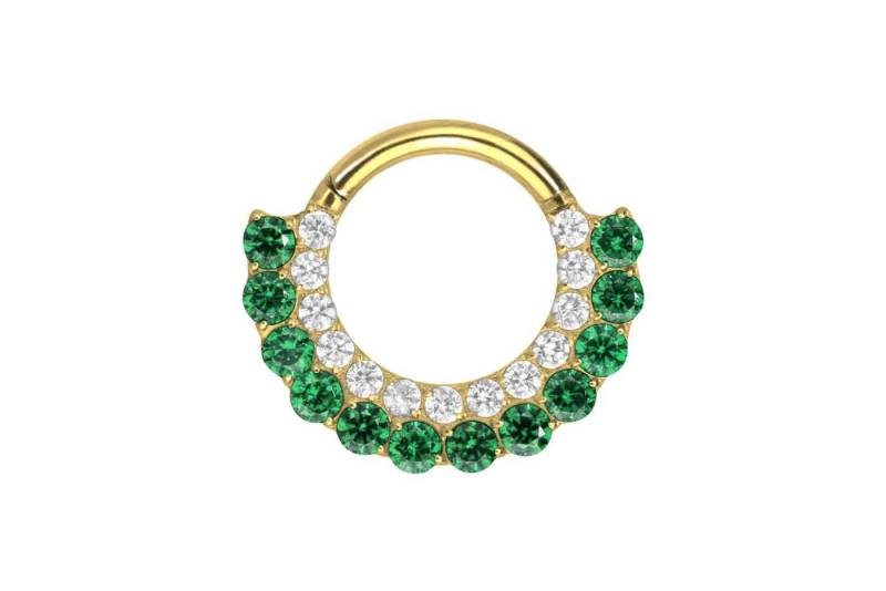 PIERCINGLINE Piercing-Set Titan Segmentring Clicker EINGEFASSTE KRISTALLE ZWEIFARBIG (Clicker / 1 Stk) von PIERCINGLINE
