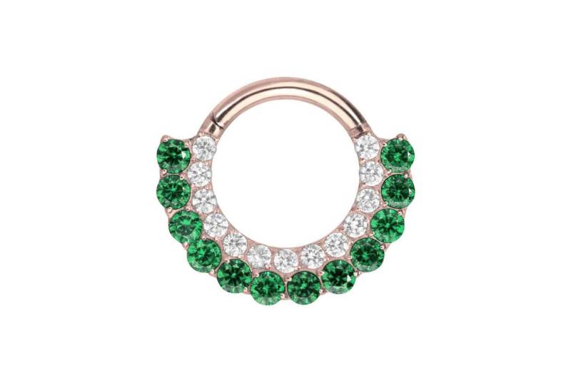 PIERCINGLINE Nasenpiercing Titan Segmentring Clicker EINGEFASSTE KRISTALLE ZWEIFARBIG (Clicker / 1 Stk) von PIERCINGLINE