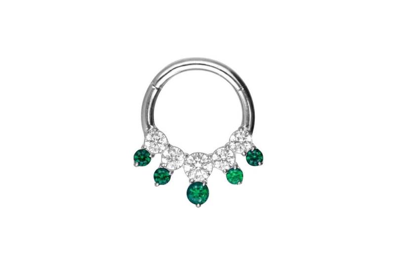PIERCINGLINE Nasenpiercing Titan Segmentring Clicker EINGEFASSTE KRISTALLE ZWEIFARBIG (Clicker / 1 Stk) von PIERCINGLINE