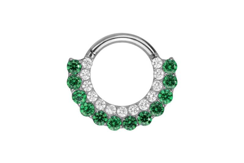PIERCINGLINE Piercing-Set Titan Segmentring Clicker EINGEFASSTE KRISTALLE ZWEIFARBIG (Clicker / 1 Stk) von PIERCINGLINE