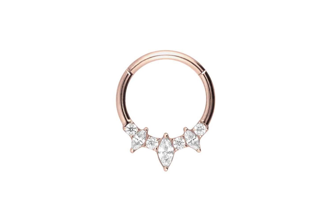 PIERCINGLINE Piercing-Set Titan Segmentring Clicker EINGEFASSTE KRISTALLTROPFEN + KRISTALLE (Clicker / 1 Stk) von PIERCINGLINE