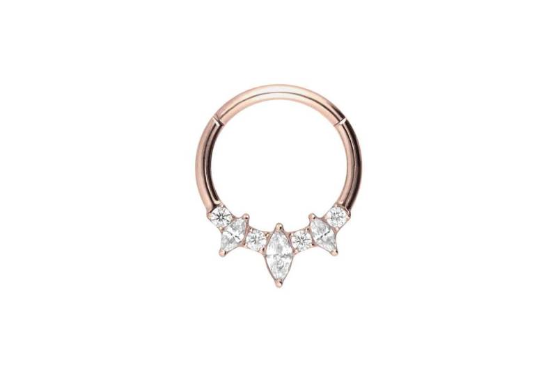 PIERCINGLINE Piercing-Set Titan Segmentring Clicker EINGEFASSTE KRISTALLTROPFEN + KRISTALLE (Clicker / 1 Stk) von PIERCINGLINE