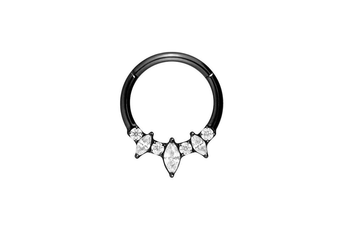 PIERCINGLINE Piercing-Set Titan Segmentring Clicker EINGEFASSTE KRISTALLTROPFEN + KRISTALLE (Clicker / 1 Stk) von PIERCINGLINE