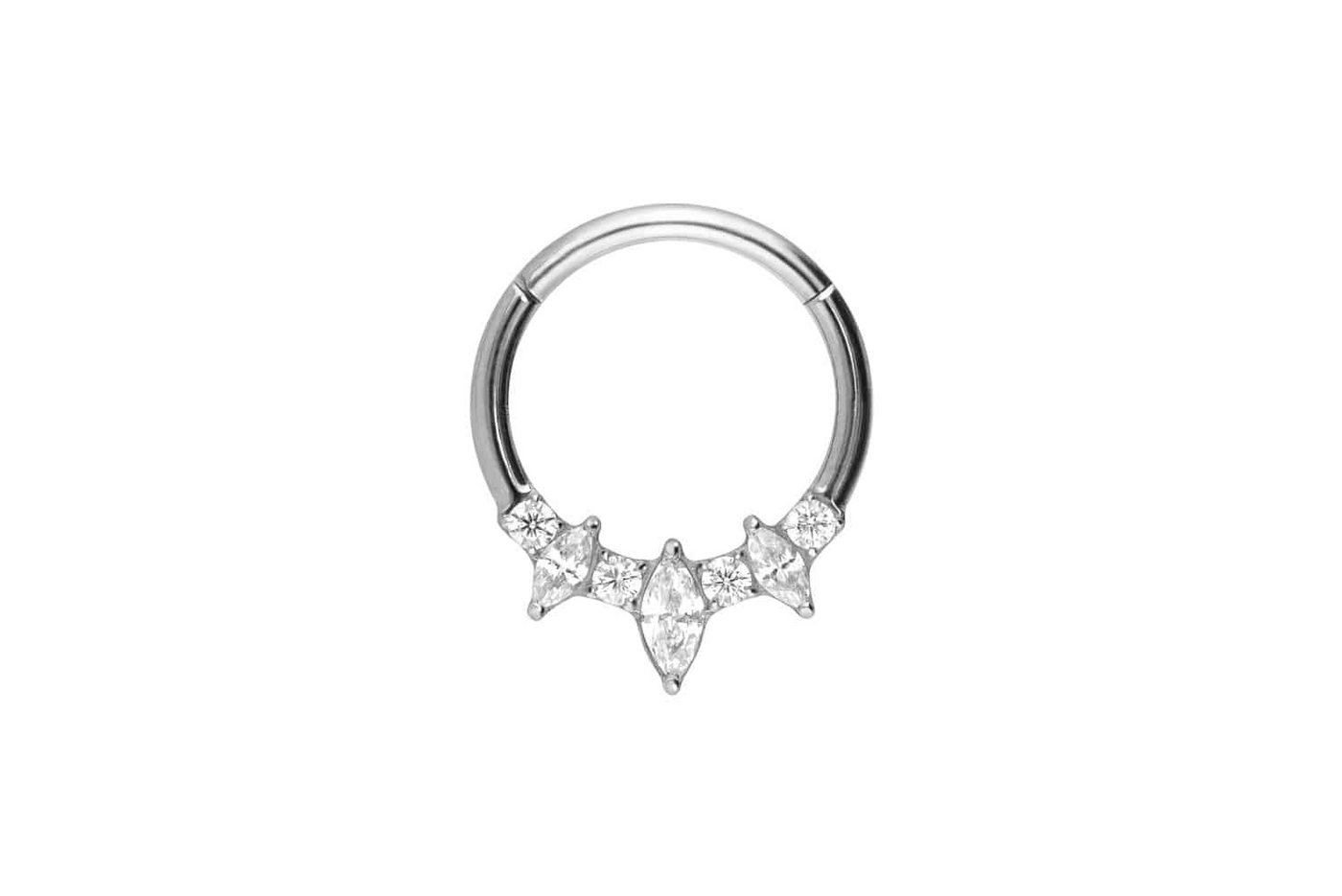 PIERCINGLINE Piercing-Set Titan Segmentring Clicker EINGEFASSTE KRISTALLTROPFEN + KRISTALLE (Clicker / 1 Stk) von PIERCINGLINE