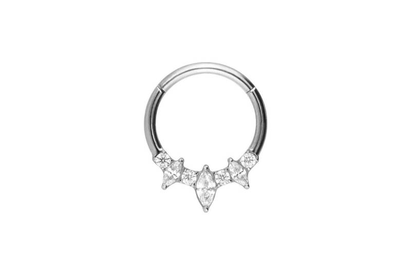 PIERCINGLINE Piercing-Set Titan Segmentring Clicker EINGEFASSTE KRISTALLTROPFEN + KRISTALLE (Clicker / 1 Stk) von PIERCINGLINE