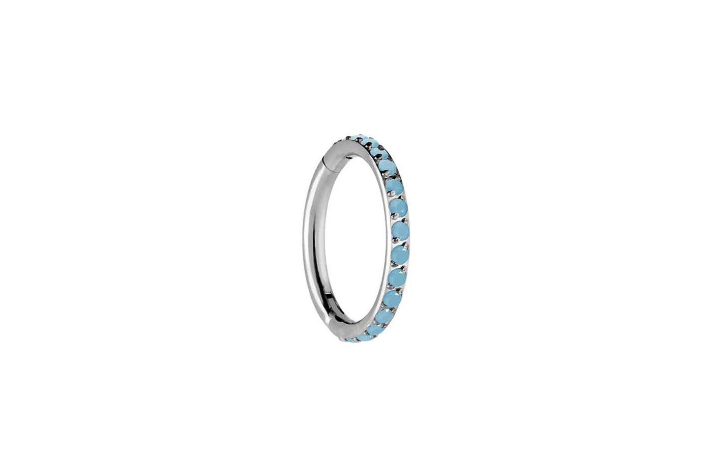 PIERCINGLINE Piercing-Set Titan Segmentring Clicker EINGEFASSTE SYNTHETISCHE TÜRKISE (Clicker / 1 Stk) von PIERCINGLINE