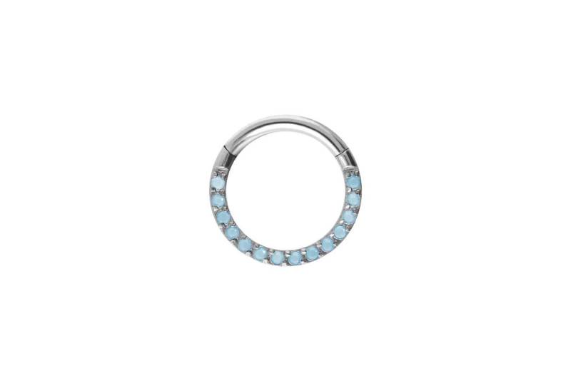 PIERCINGLINE Piercing-Set Titan Segmentring Clicker EINGEFASSTE SYNTHETISCHE TÜRKISE (Clicker / 1 Stk) von PIERCINGLINE
