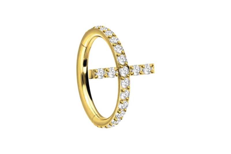 PIERCINGLINE Piercing-Set Titan Segmentring Clicker EINGEFASSTES KRISTALLKREUZ (Clicker / 1 Stk) von PIERCINGLINE