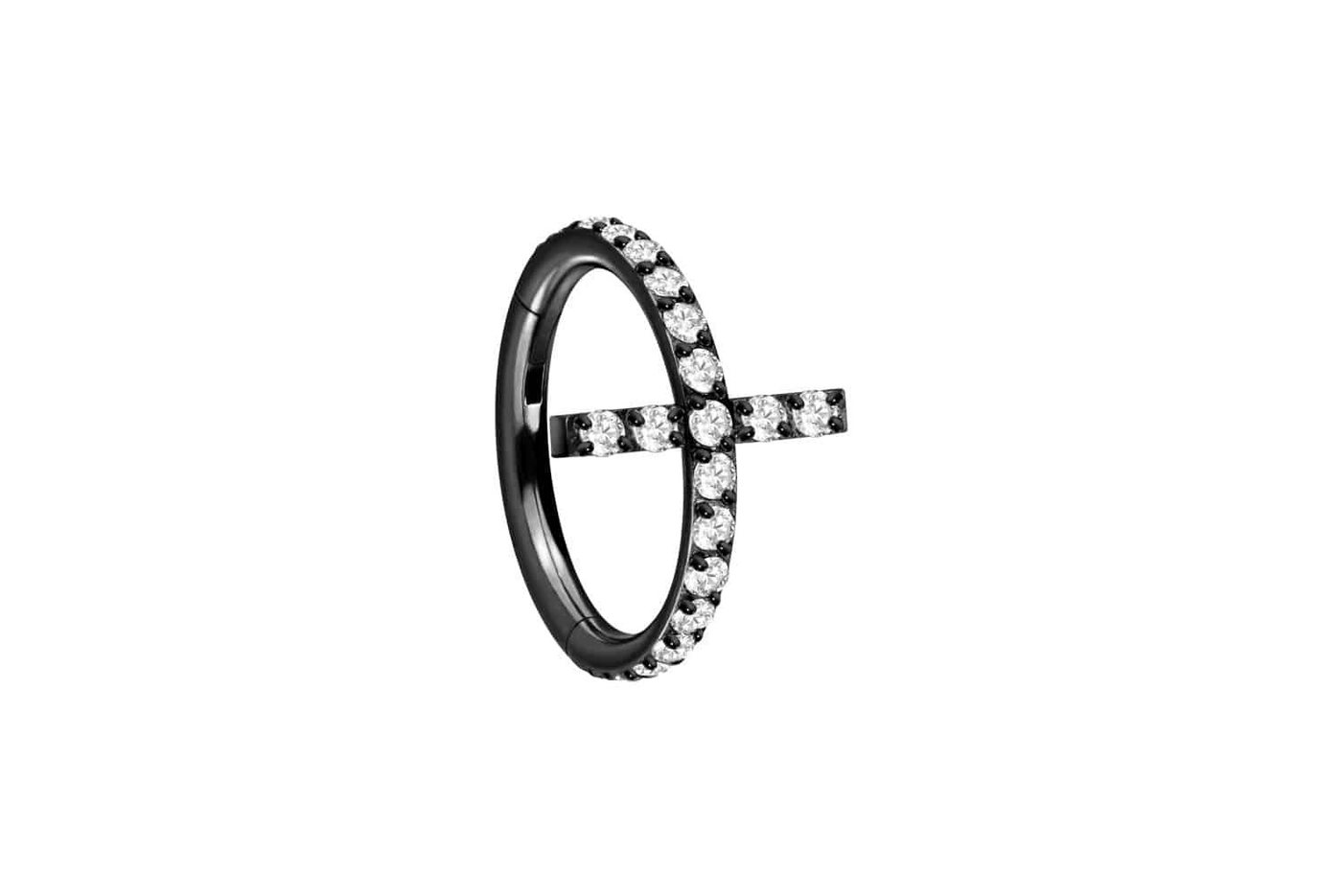 PIERCINGLINE Piercing-Set Titan Segmentring Clicker EINGEFASSTES KRISTALLKREUZ (Clicker / 1 Stk) von PIERCINGLINE