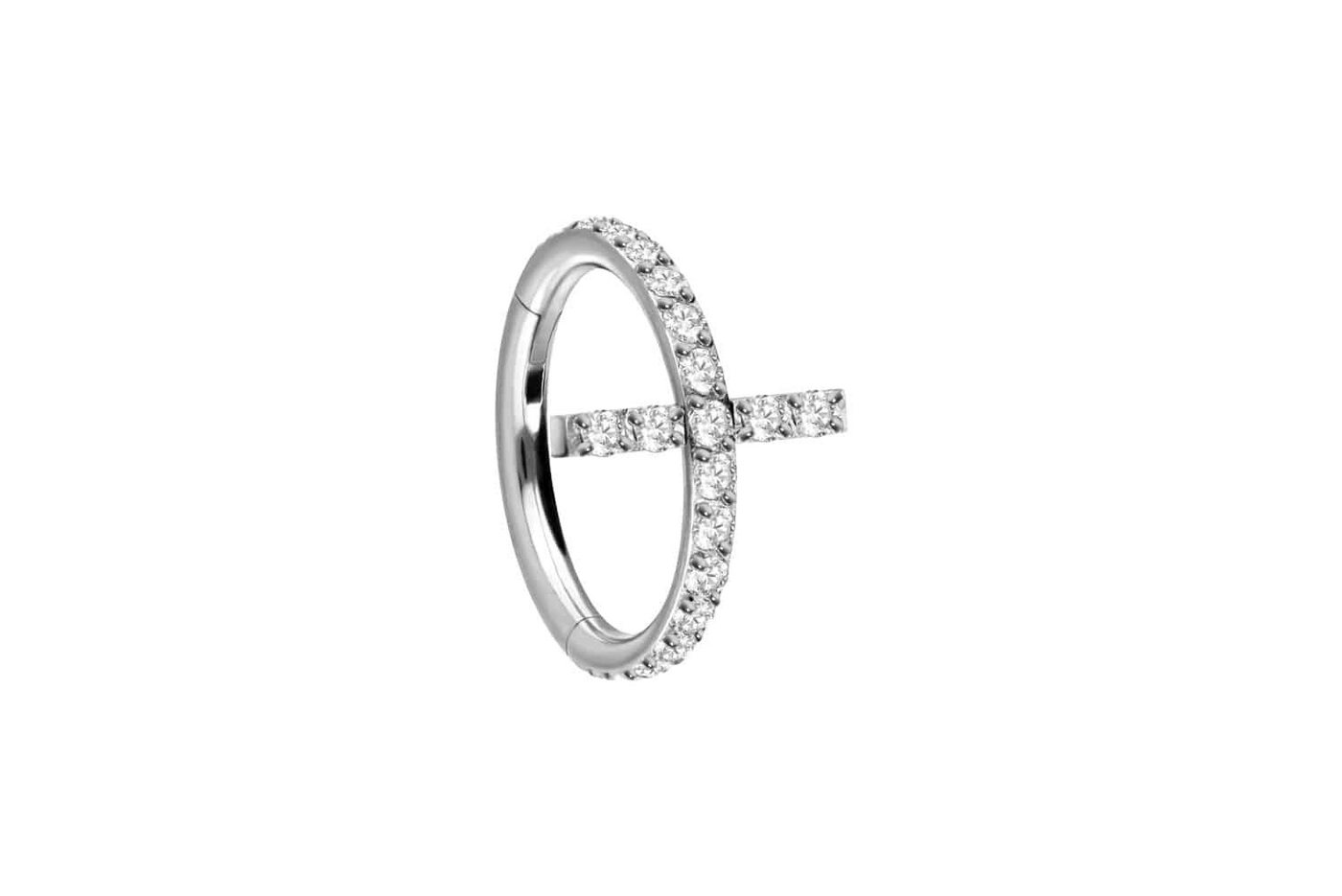 PIERCINGLINE Piercing-Set Titan Segmentring Clicker EINGEFASSTES KRISTALLKREUZ (Clicker / 1 Stk) von PIERCINGLINE