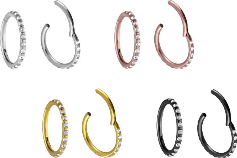 PIERCINGLINE Piercing-Set Titan Segmentring Clicker KRISTALLE + EPOXY (Clicker / 1 Stk) von PIERCINGLINE