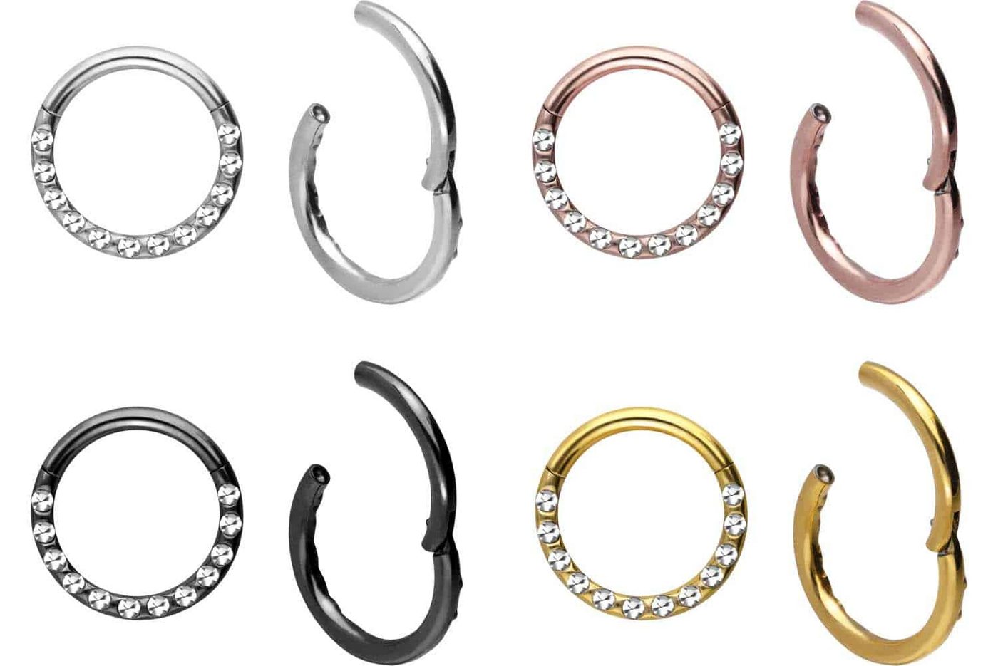 PIERCINGLINE Piercing-Set Titan Segmentring Clicker KRISTALLE + EPOXY (Clicker / 1 Stk) von PIERCINGLINE