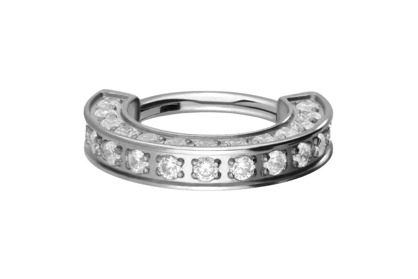 PIERCINGLINE Piercing-Set Titan Segmentring Clicker KRISTALLRAND (Clicker / 1 Stk) von PIERCINGLINE