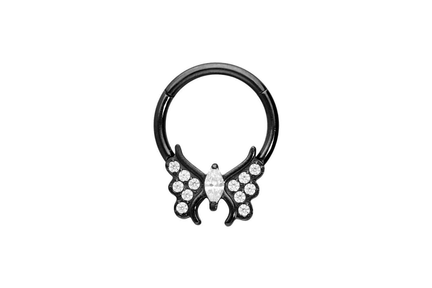 PIERCINGLINE Piercing-Set Titan Segmentring Clicker KRISTALLSCHMETTERLING (Clicker / 1 Stk) von PIERCINGLINE