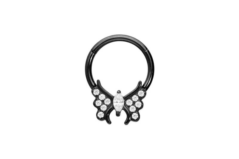 PIERCINGLINE Piercing-Set Titan Segmentring Clicker KRISTALLSCHMETTERLING (Clicker / 1 Stk) von PIERCINGLINE