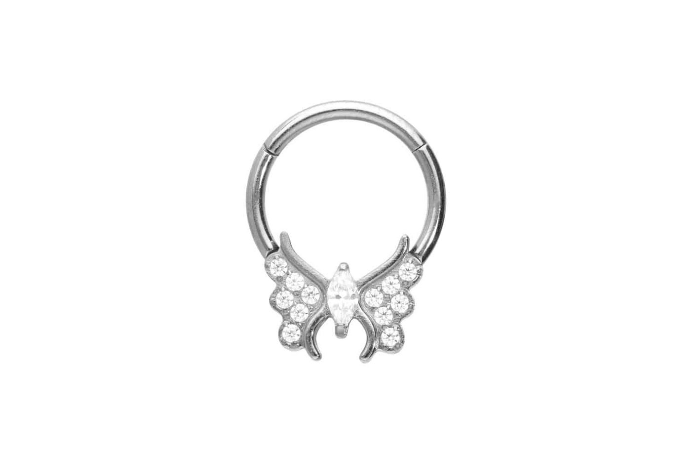 PIERCINGLINE Piercing-Set Titan Segmentring Clicker KRISTALLSCHMETTERLING (Clicker / 1 Stk) von PIERCINGLINE