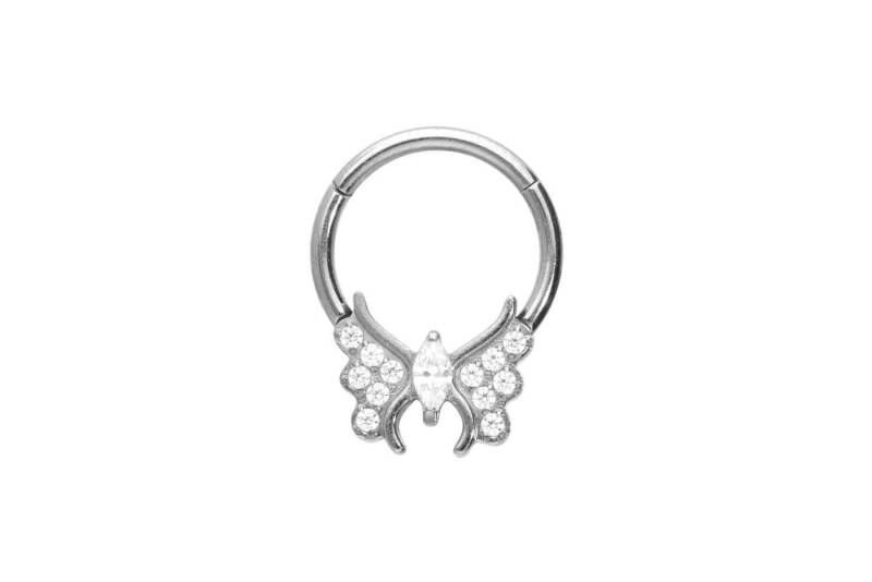 PIERCINGLINE Piercing-Set Titan Segmentring Clicker KRISTALLSCHMETTERLING (Clicker / 1 Stk) von PIERCINGLINE
