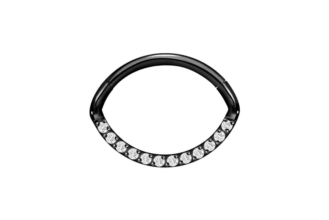 PIERCINGLINE Piercing-Set Titan Segmentring Clicker OVAL + EINGEFASSTE KRISTALLE (Clicker / 1 Stk) von PIERCINGLINE