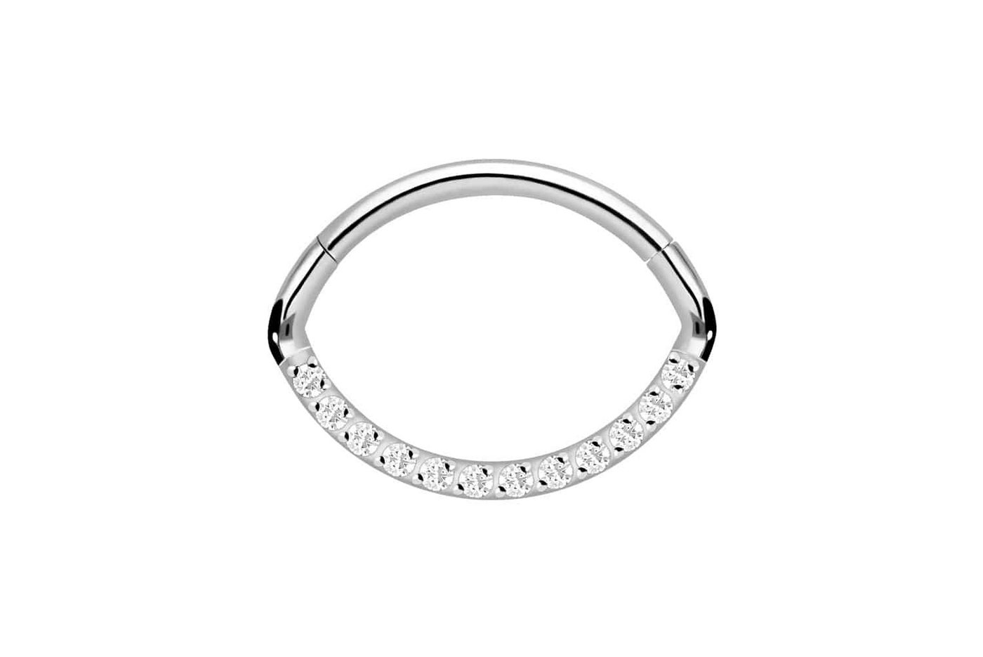 PIERCINGLINE Piercing-Set Titan Segmentring Clicker OVAL + EINGEFASSTE KRISTALLE (Clicker / 1 Stk) von PIERCINGLINE