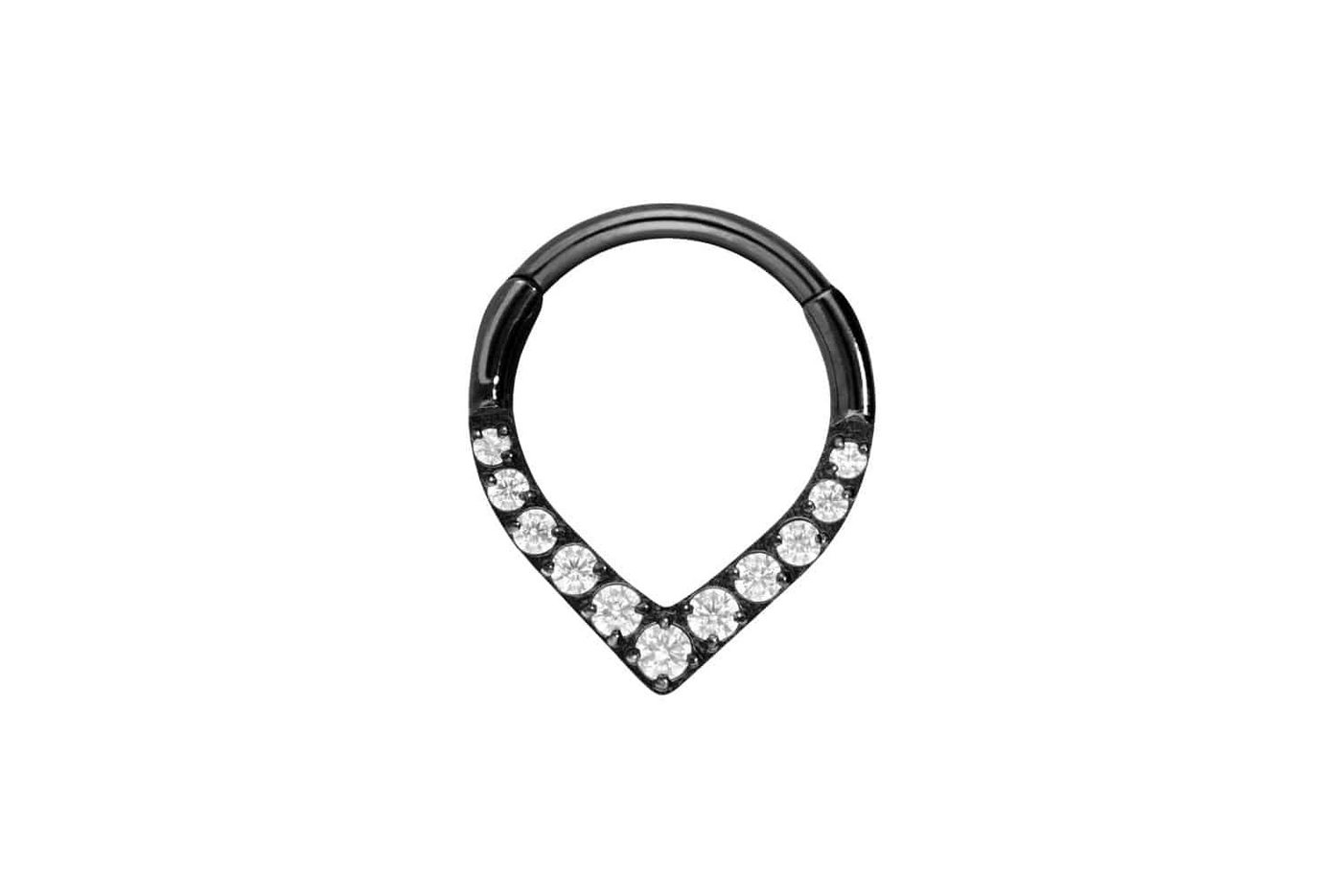 PIERCINGLINE Piercing-Set Titan Segmentring Clicker SPITZ + 11 EINGEFASSTE KRISTALLE (Clicker / 1 Stk) von PIERCINGLINE