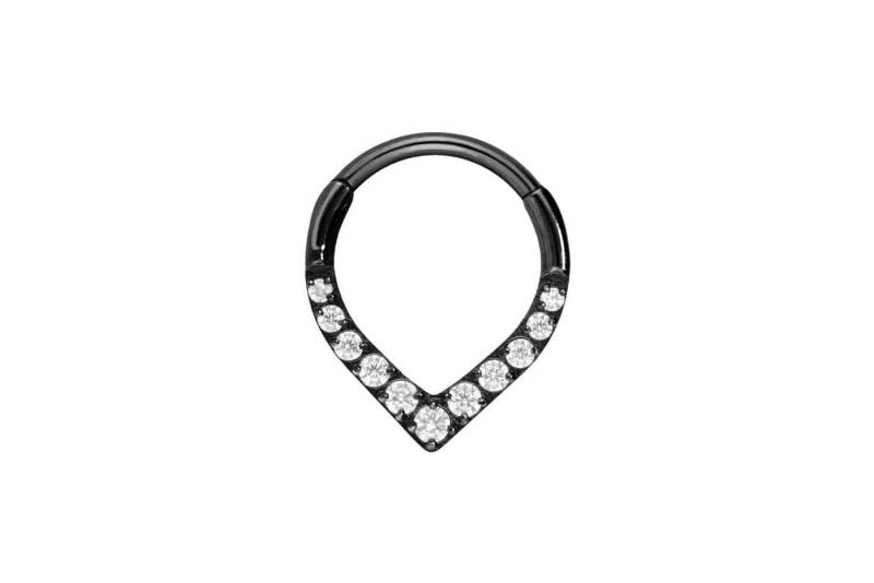 PIERCINGLINE Piercing-Set Titan Segmentring Clicker SPITZ + 11 EINGEFASSTE KRISTALLE (Clicker / 1 Stk) von PIERCINGLINE