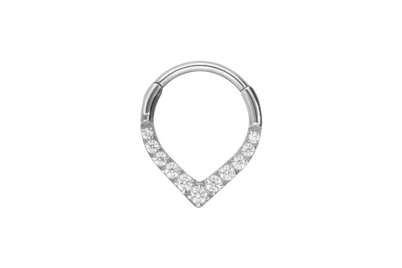 PIERCINGLINE Piercing-Set Titan Segmentring Clicker SPITZ + 11 EINGEFASSTE KRISTALLE (Clicker / 1 Stk) von PIERCINGLINE