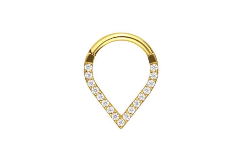 PIERCINGLINE Piercing-Set Titan Segmentring Clicker SPITZ + EINGEFASSTE KRISTALLE (Clicker / 1 Stk) von PIERCINGLINE