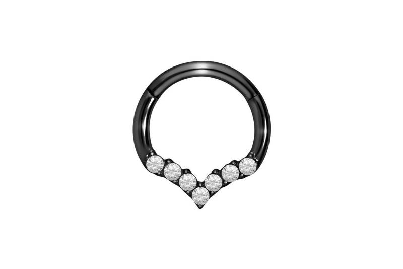 PIERCINGLINE Nasenpiercing Titan Segmentring Clicker SPITZ + EINGEFASSTE KRISTALLE Ohrpiercing (Clicker, 1-tlg), Ohrpiercing für Conch, Helix, Tragus, Daith, Lobe von PIERCINGLINE