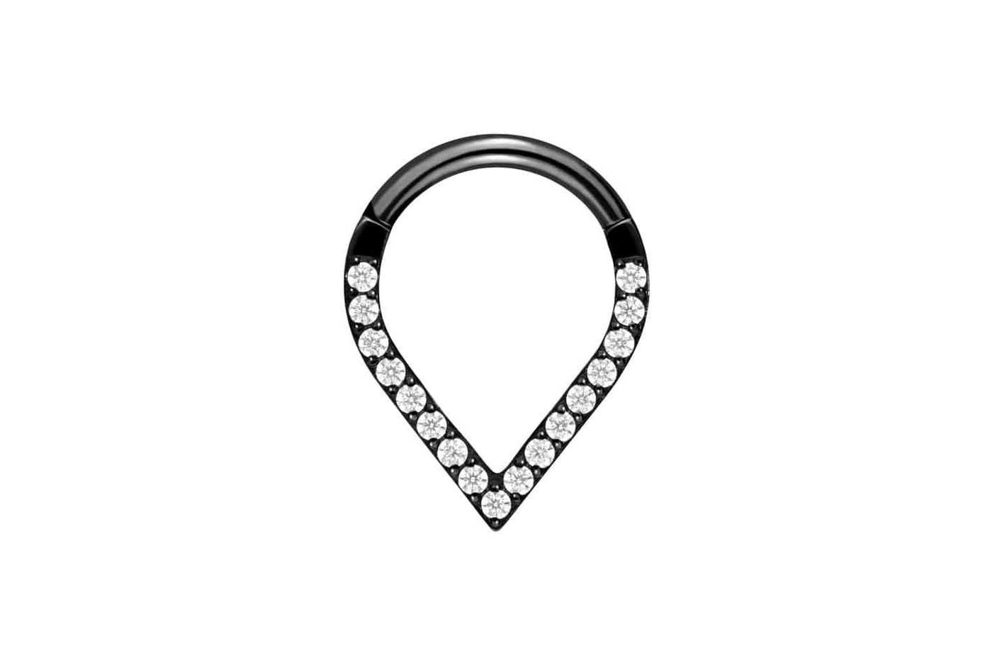 PIERCINGLINE Piercing-Set Titan Segmentring Clicker SPITZ + EINGEFASSTE KRISTALLE (Clicker / 1 Stk) von PIERCINGLINE