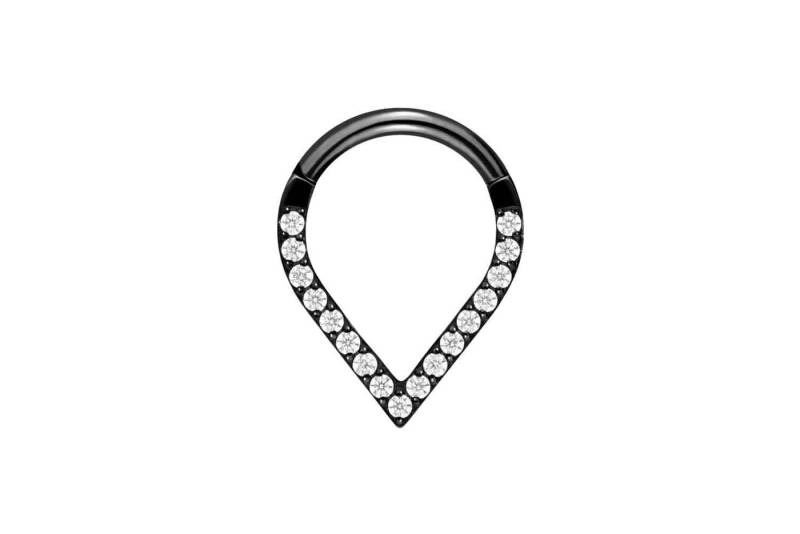 PIERCINGLINE Piercing-Set Titan Segmentring Clicker SPITZ + EINGEFASSTE KRISTALLE (Clicker / 1 Stk) von PIERCINGLINE