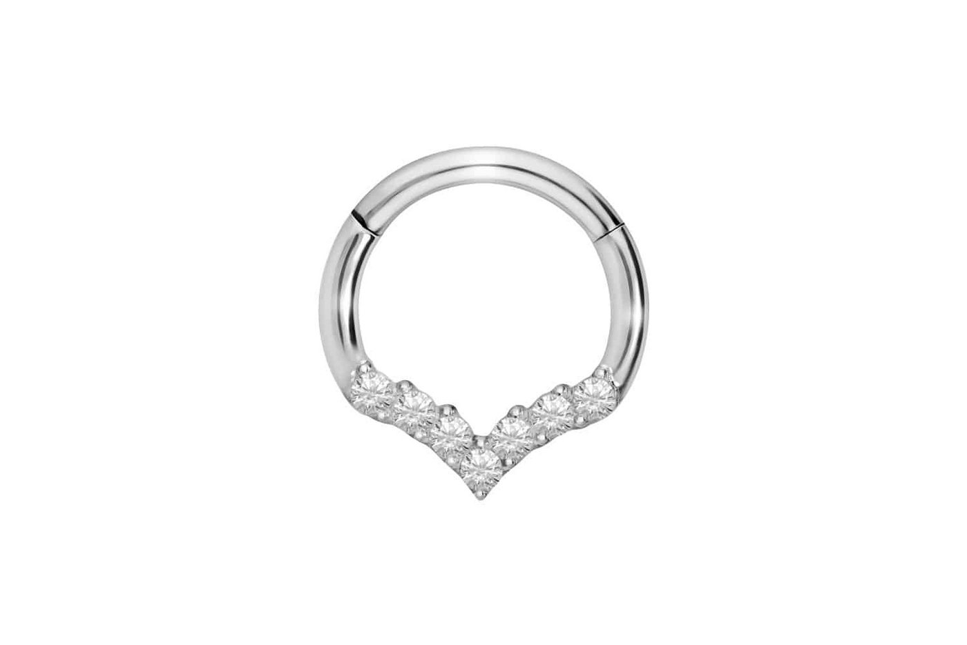 PIERCINGLINE Piercing-Set Titan Segmentring Clicker SPITZ + EINGEFASSTE KRISTALLE (Clicker / 1 Stk) von PIERCINGLINE