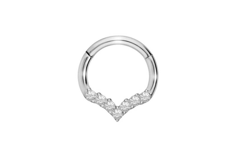 PIERCINGLINE Piercing-Set Titan Segmentring Clicker SPITZ + EINGEFASSTE KRISTALLE (Clicker / 1 Stk) von PIERCINGLINE