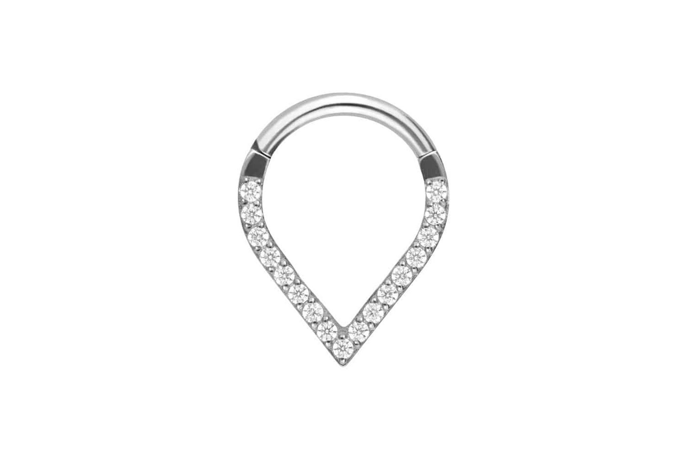 PIERCINGLINE Piercing-Set Titan Segmentring Clicker SPITZ + EINGEFASSTE KRISTALLE (Clicker / 1 Stk) von PIERCINGLINE
