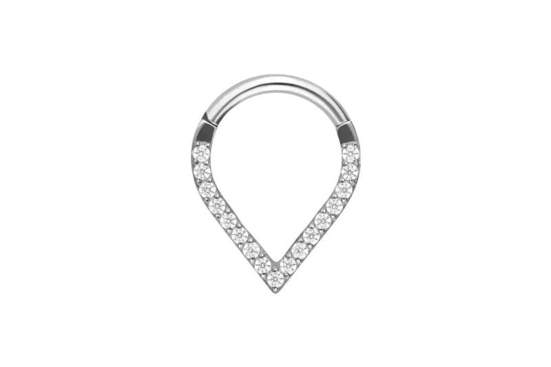 PIERCINGLINE Piercing-Set Titan Segmentring Clicker SPITZ + EINGEFASSTE KRISTALLE (Clicker / 1 Stk) von PIERCINGLINE