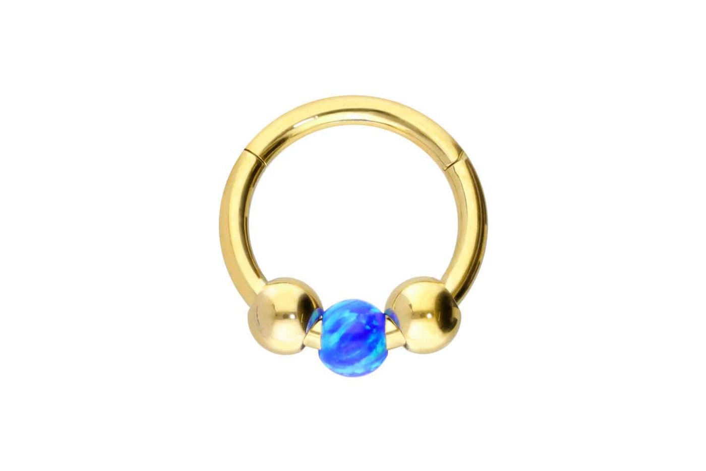 PIERCINGLINE Piercing-Set Titan Segmentring Clicker SYNTHETISCHE OPALKUGEL (Clicker / 1 Stk) von PIERCINGLINE