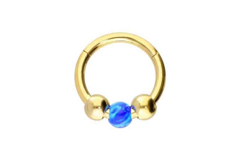 PIERCINGLINE Piercing-Set Titan Segmentring Clicker SYNTHETISCHE OPALKUGEL (Clicker / 1 Stk) von PIERCINGLINE