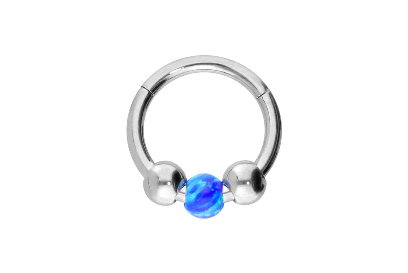 PIERCINGLINE Piercing-Set Titan Segmentring Clicker SYNTHETISCHE OPALKUGEL (Clicker / 1 Stk) von PIERCINGLINE