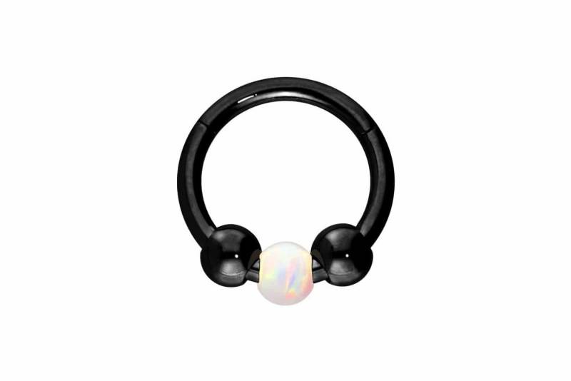 PIERCINGLINE Piercing-Set Titan Segmentring Clicker SYNTHETISCHE OPALKUGEL (Clicker / 1 Stk) von PIERCINGLINE