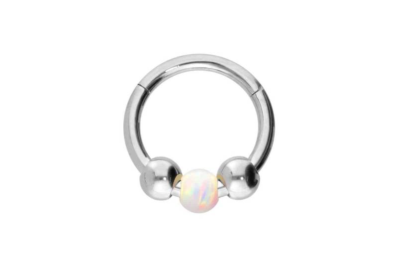 PIERCINGLINE Nasenpiercing Titan Segmentring Clicker SYNTHETISCHE OPALKUGEL (Clicker / 1 Stk) von PIERCINGLINE
