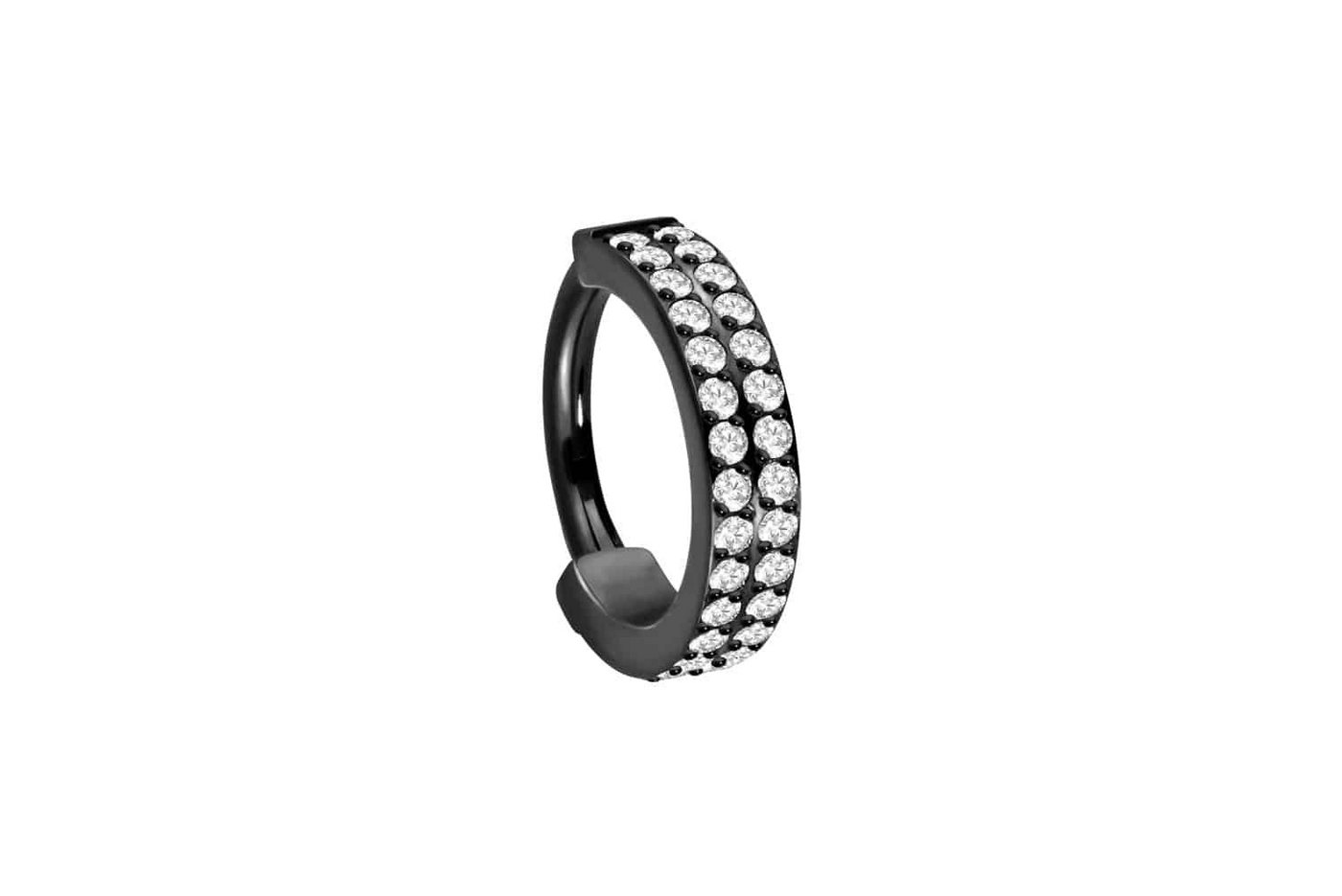 PIERCINGLINE Piercing-Set Titan Segmentring Clicker ZWEI EINGEFASSTE KRISTALLREIHEN (Clicker / 1 Stk) von PIERCINGLINE