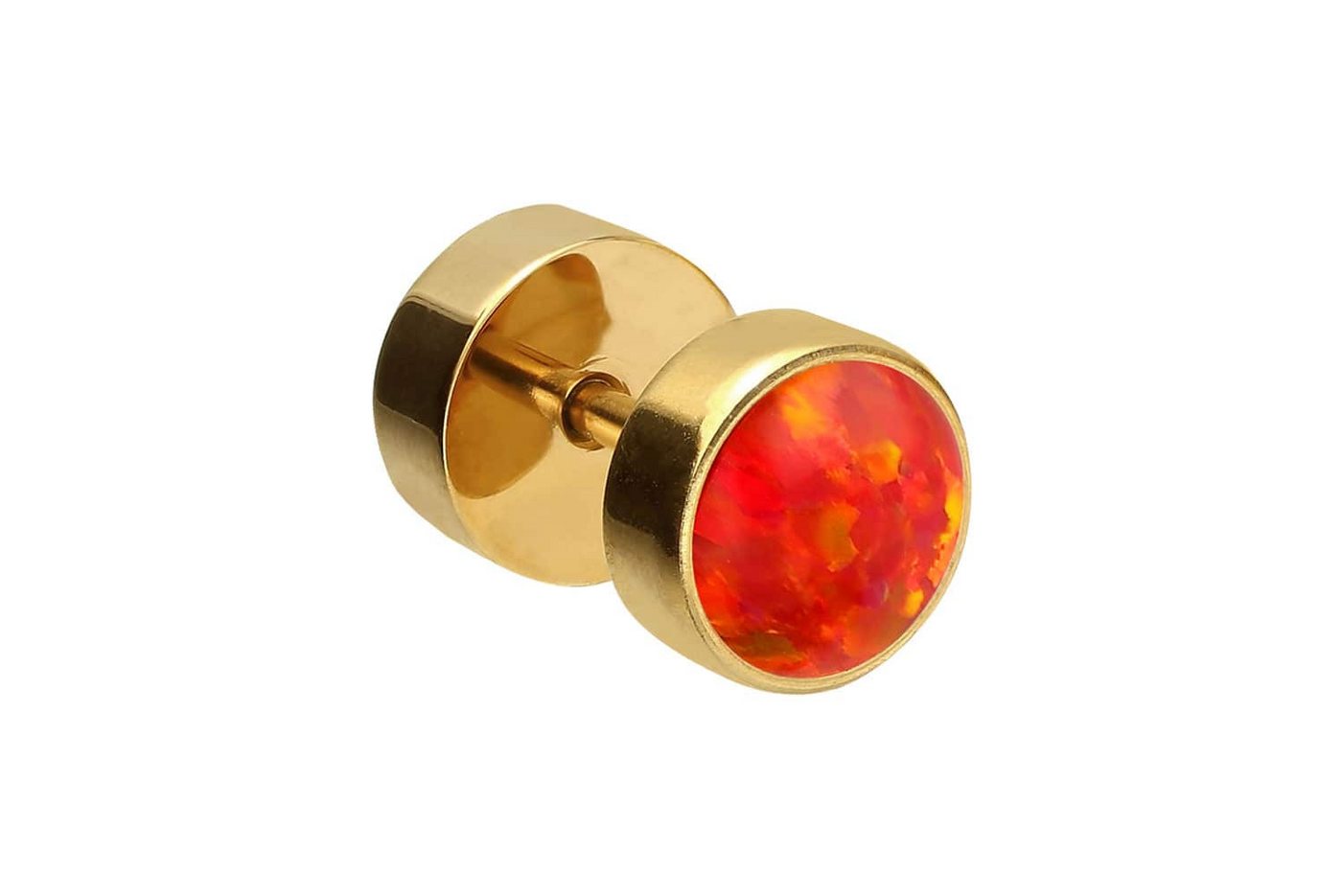 PIERCINGLINE Fake-Ear-Plug Chirurgenstahl Fake Plug SYNTHETISCHER OPAL (Fake Plugs / 1 Stk) von PIERCINGLINE
