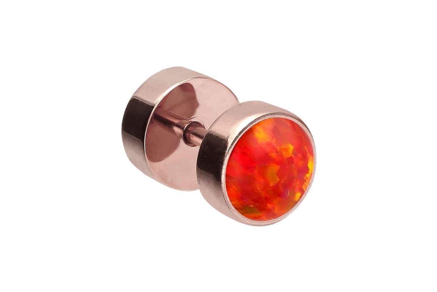 PIERCINGLINE Fake-Ear-Plug Chirurgenstahl Fake Plug SYNTHETISCHER OPAL (Fake Plugs / 1 Stk) von PIERCINGLINE