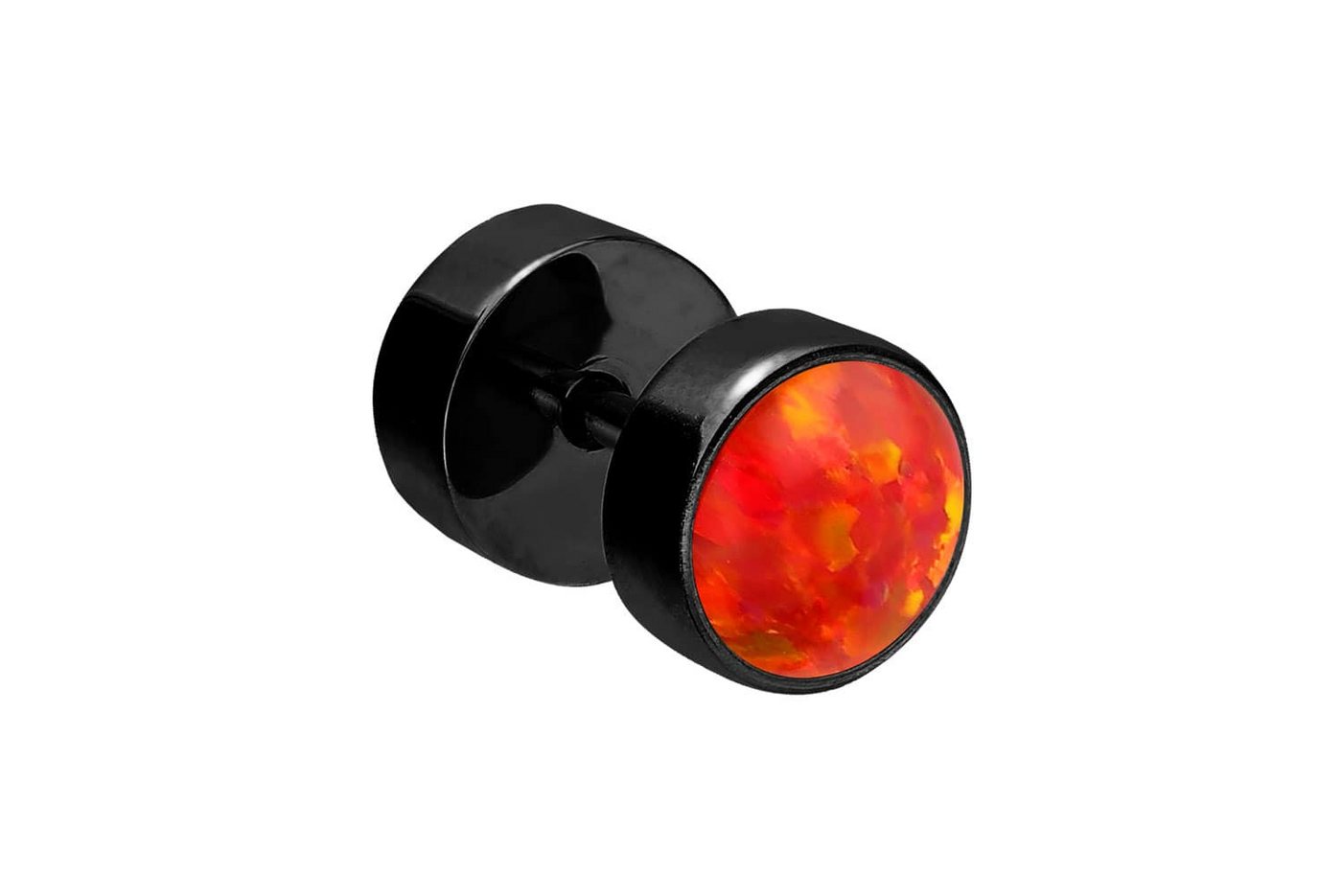 PIERCINGLINE Fake-Ear-Plug Chirurgenstahl Fake Plug SYNTHETISCHER OPAL (Fake Plugs / 1 Stk) von PIERCINGLINE