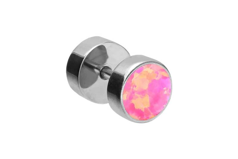 PIERCINGLINE Fake-Ear-Plug Chirurgenstahl Fake Plug SYNTHETISCHER OPAL (Fake Plugs / 1 Stk) von PIERCINGLINE