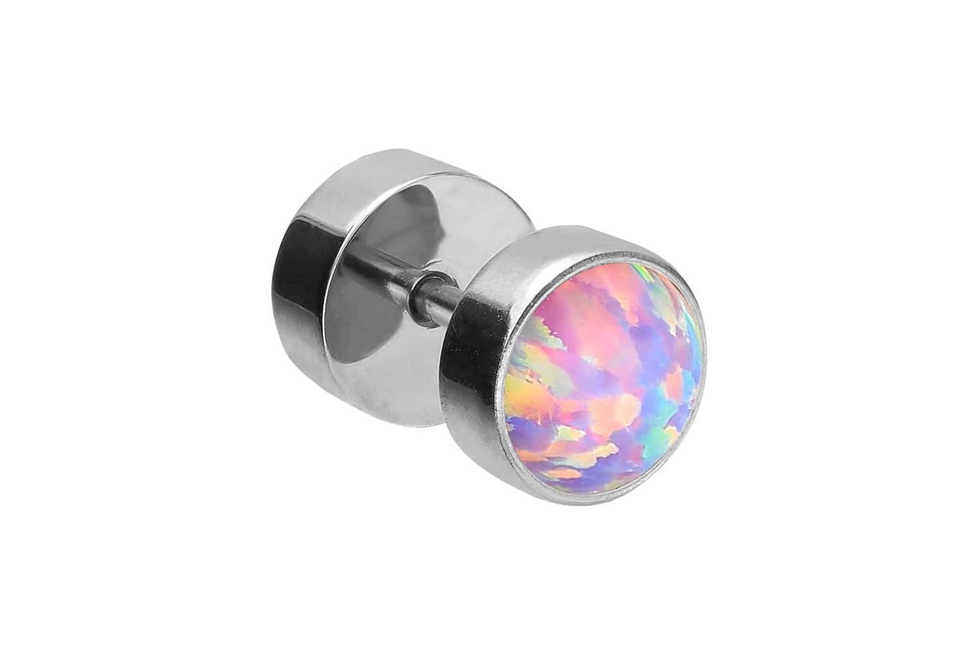 PIERCINGLINE Fake-Ear-Plug Chirurgenstahl Fake Plug SYNTHETISCHER OPAL (Fake Plugs / 1 Stk) von PIERCINGLINE