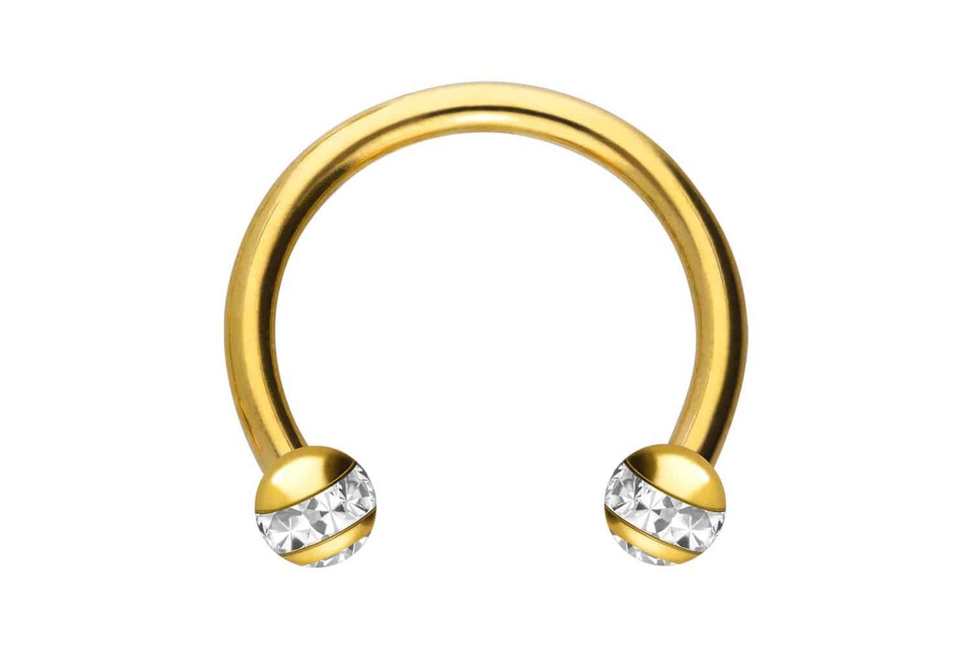 PIERCINGLINE Brustwarzenpiercing Chirurgenstahl Hufeisenring EPOXY-RING-KUGELN + KRISTALLE (Hufeisen-Ringe / 1 Stk) von PIERCINGLINE